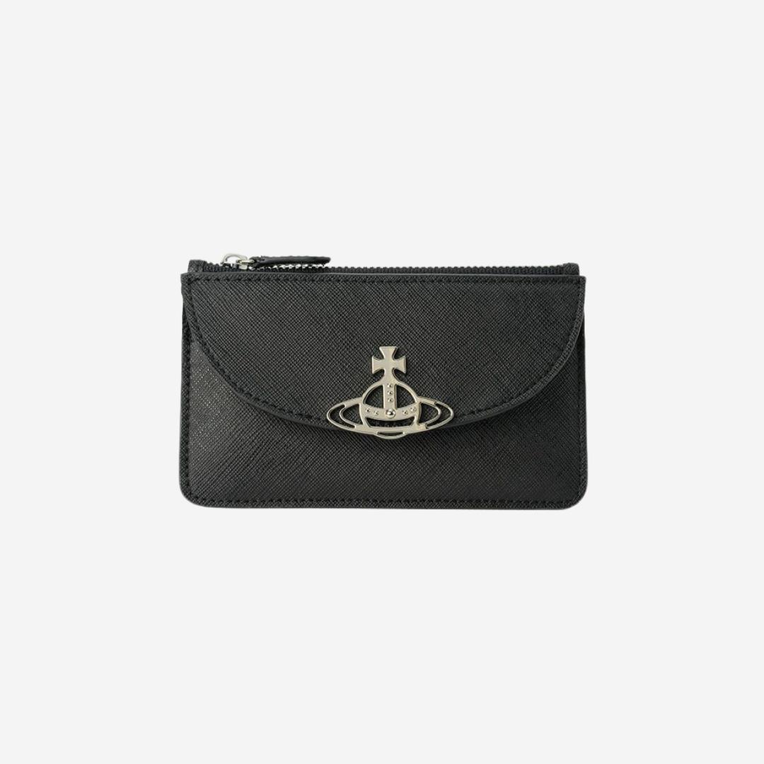 Vivienne Westwood Saffiano Half Moon Card Holder Black