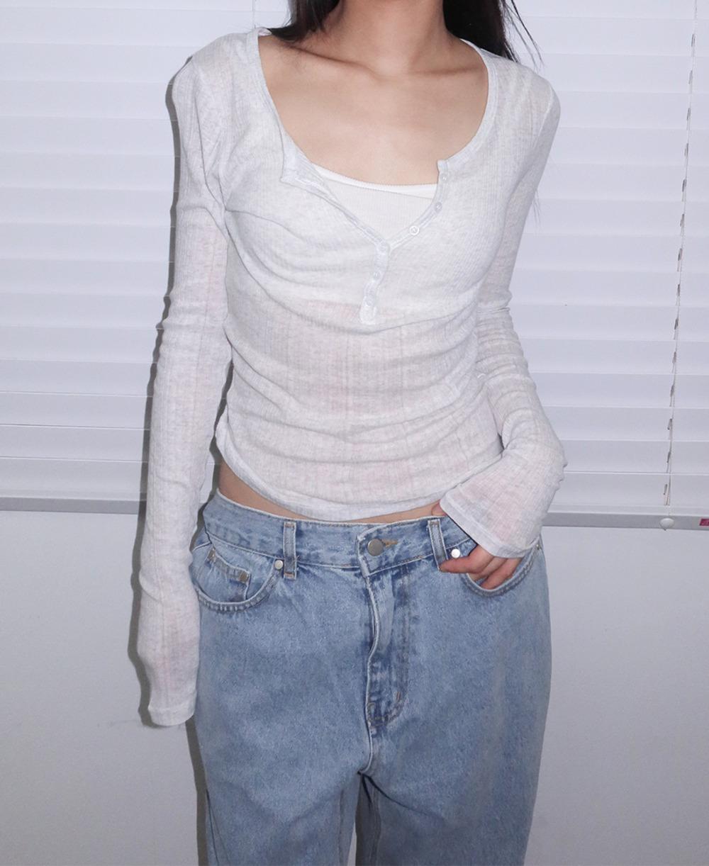 오브 시스루 헨리넥 롱슬리브티