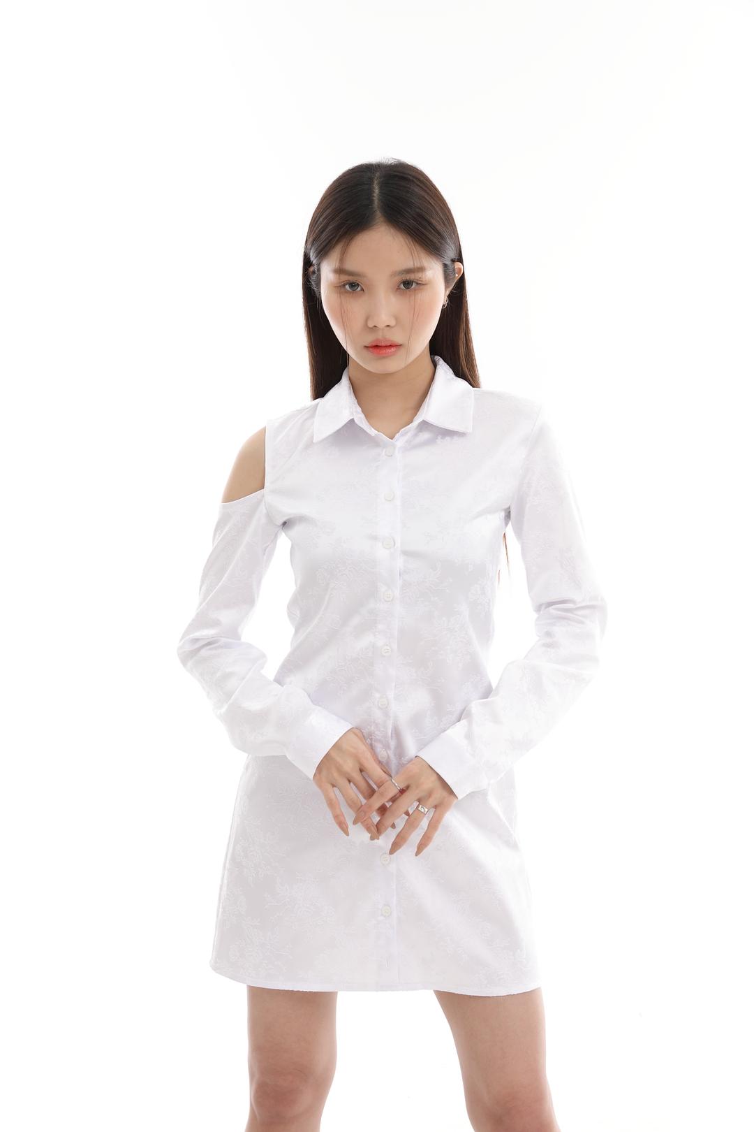 One shoulder shirt one-piece 002
