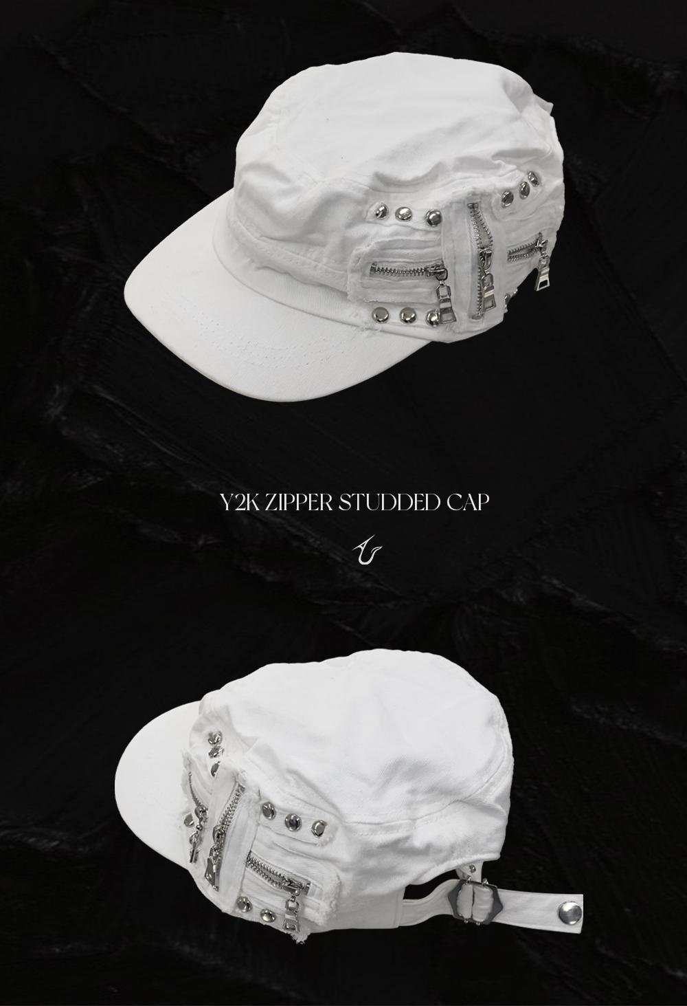 y2k zipper studded cap