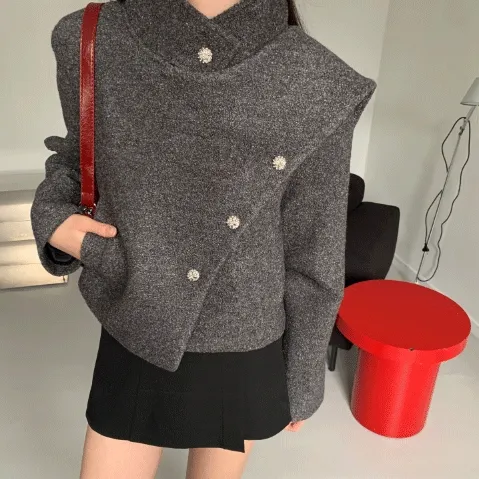 연말룩강추❤️머플러 울 언발 하이퀄리티 숏코트 숏자켓