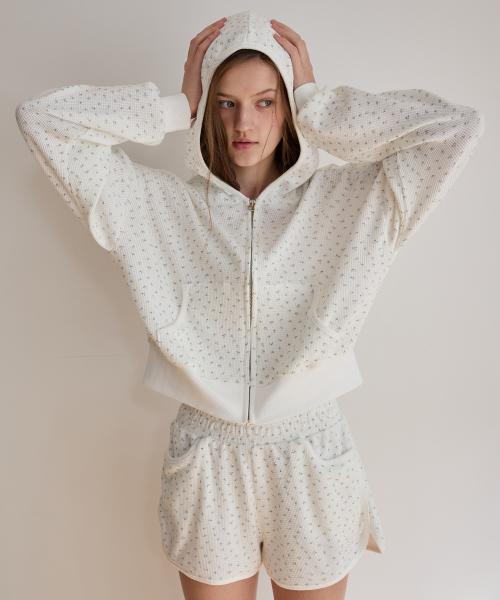 앤디 플라워 와플 후드 집업 ( 화이트 )