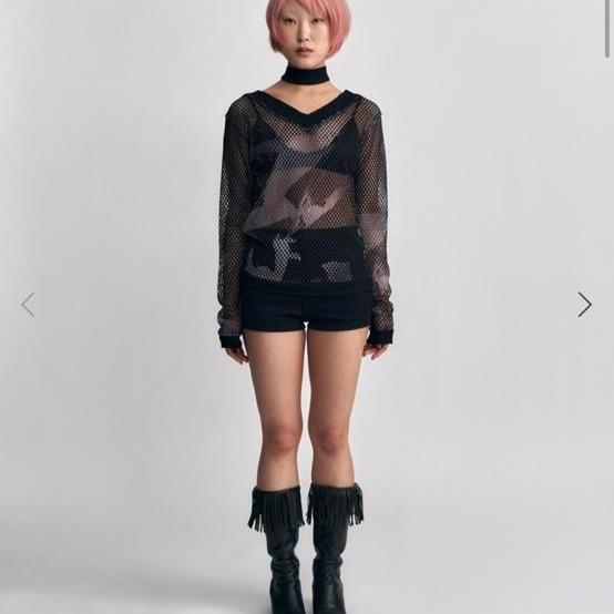 ruru 루루 SUMMER MESH CHOKER & KNIT BLACK