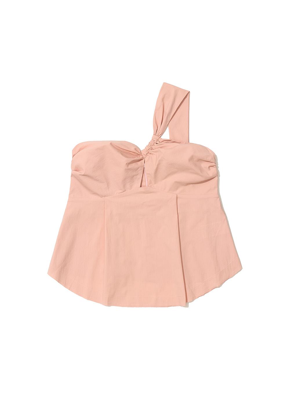 [WOMEN] UNBALANCE STRAP BLOUSE_PINK