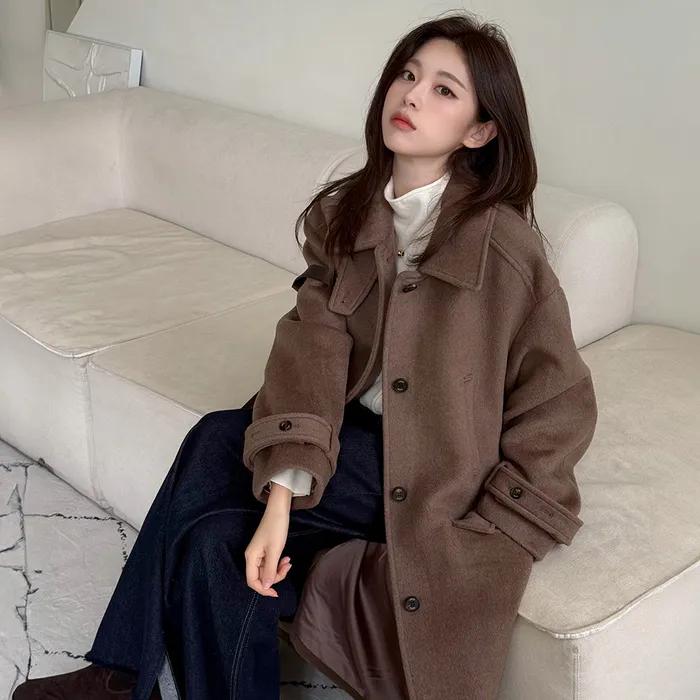 캐시미어 오버사이즈 롱 코트_BROWN