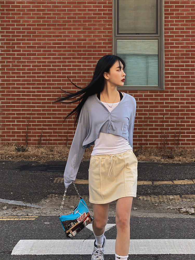 클라우드 크롭 가디건