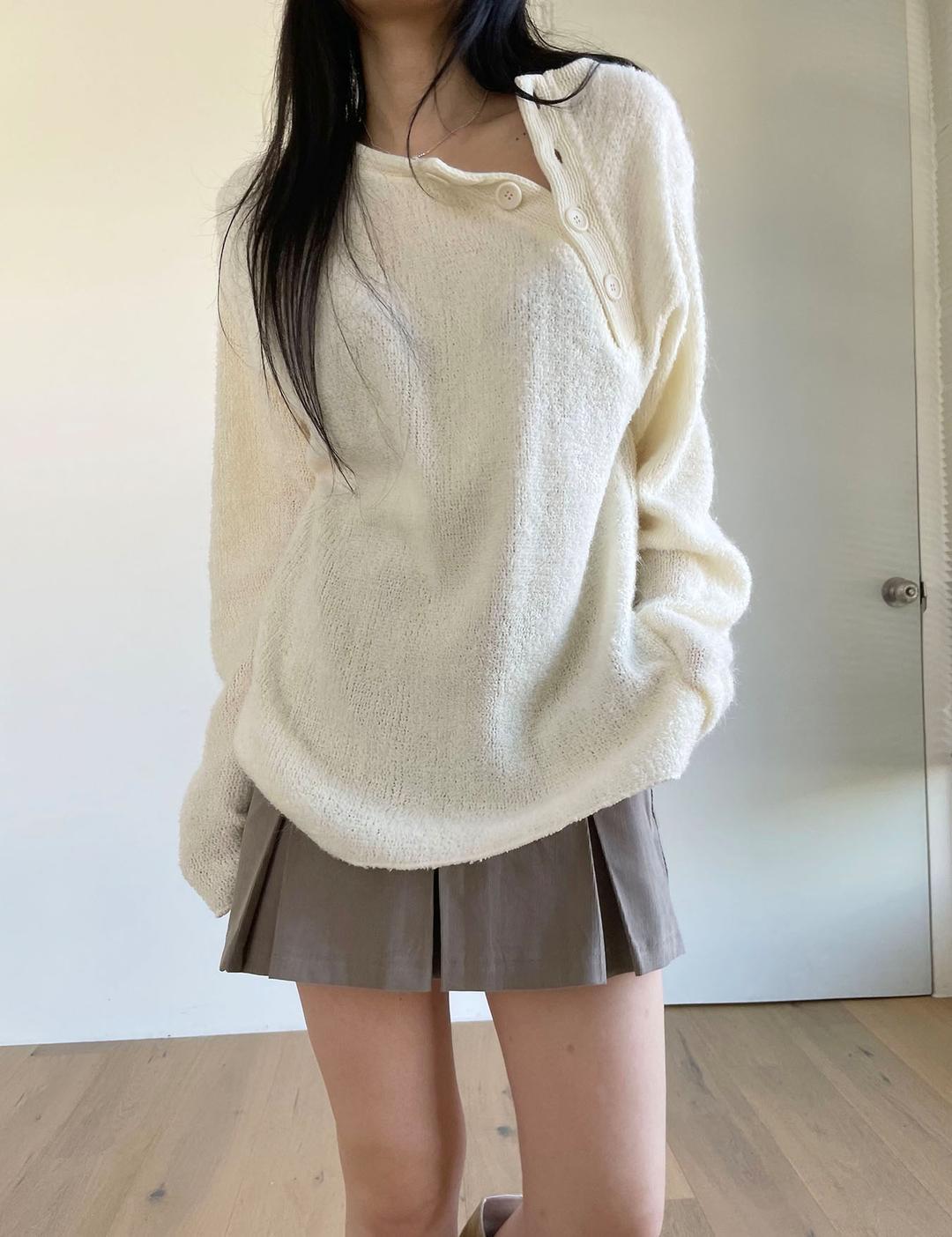 이너뮤트 unbalance button-up knit (3color)