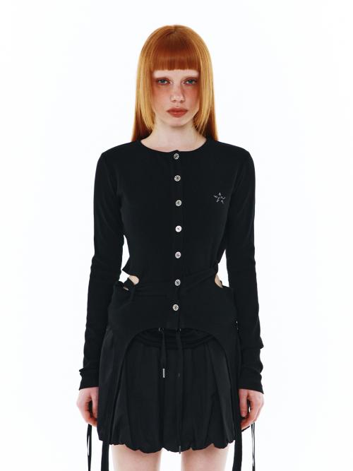 BELT-STRAP CARDIGAN BLACK