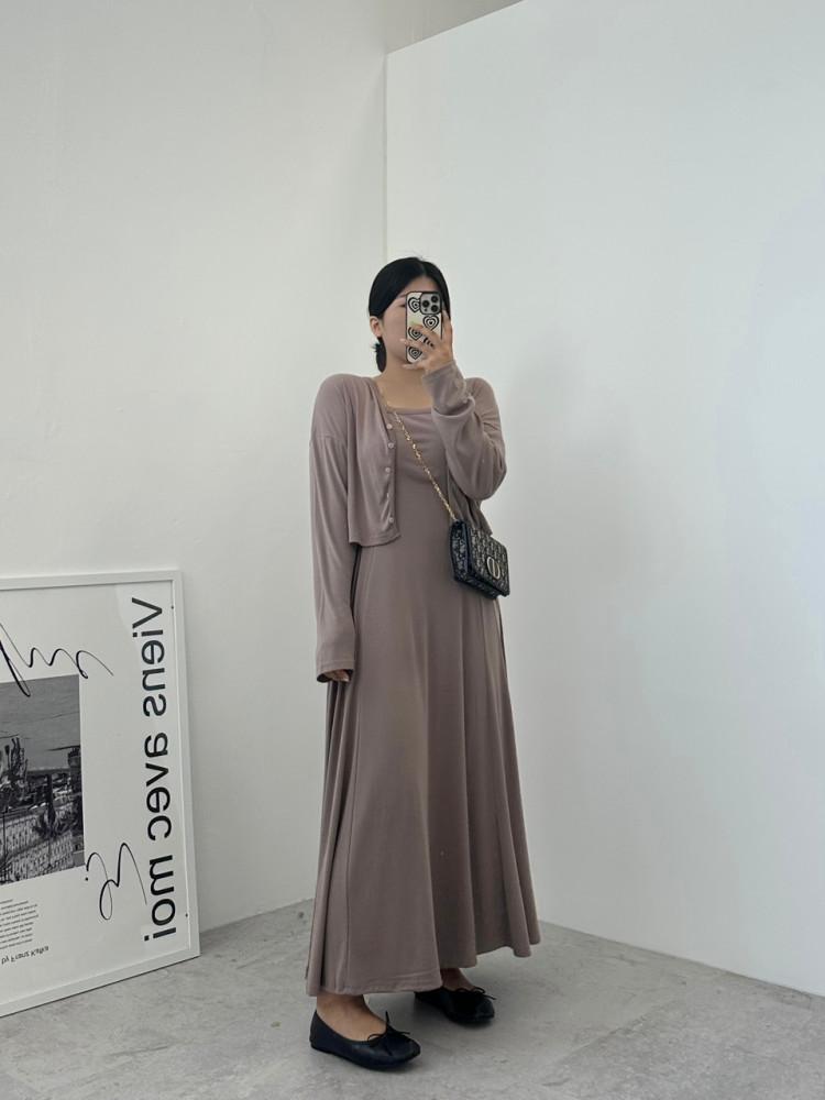 어텀 가디건 롱원피스 세트 (3color)