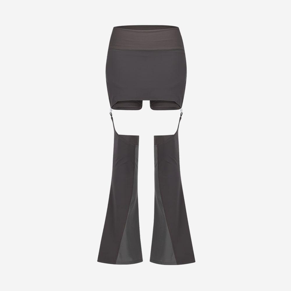 Layered Paneled Skirt Shorts / Stone Brown