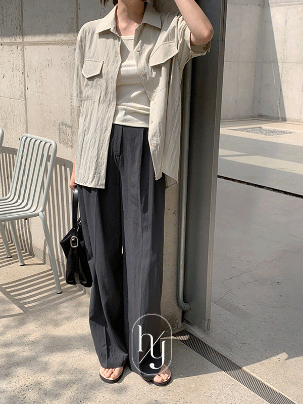 [출근룩 슬랙스] [HONEST, YOU] 너프 알앤 핀턱 와이드여름 슬랙스 - sl(S,M,L/숏ver,롱ver)