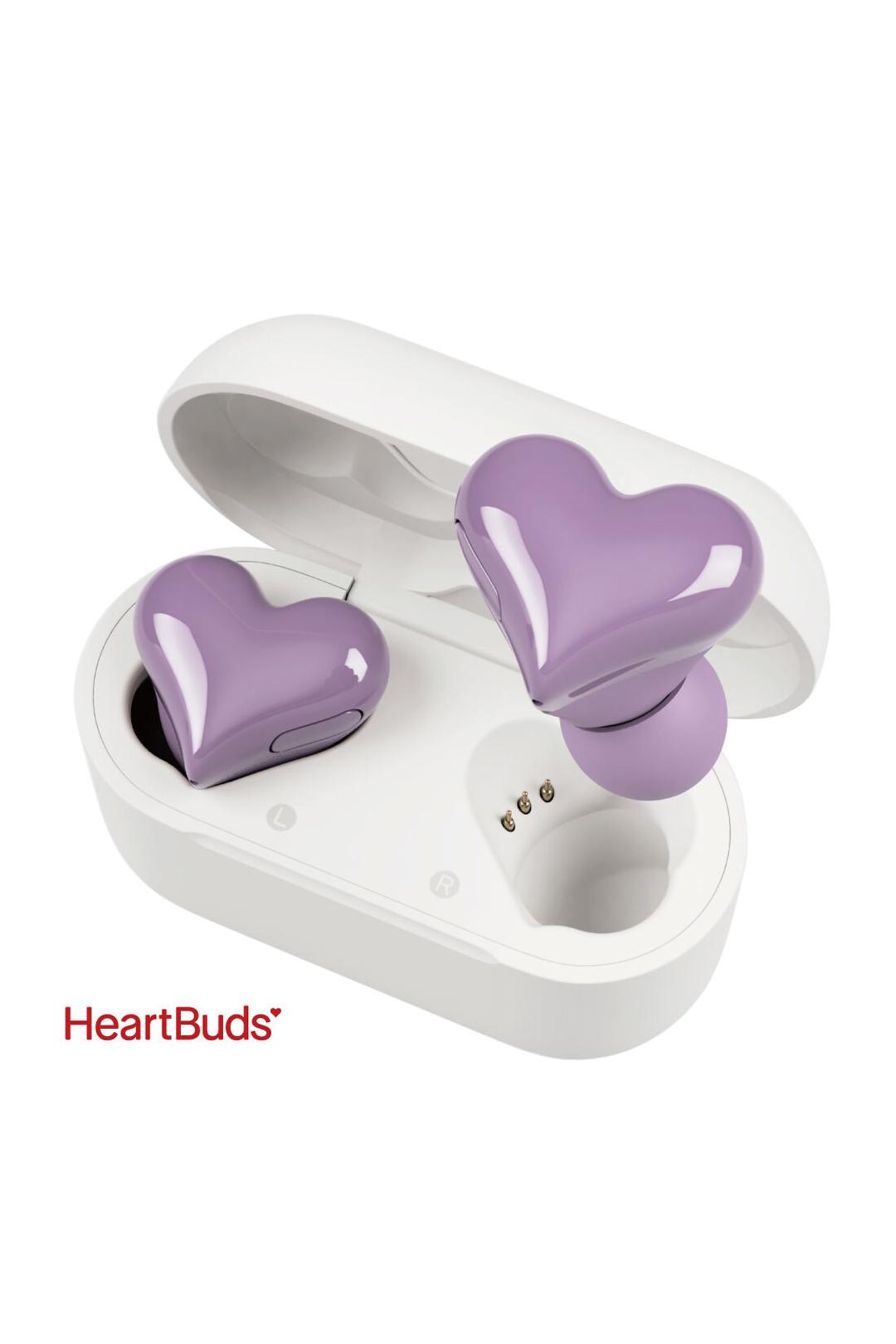 ハート彩るモーヴなイヤホンHeartBuds〈パープル〉｜OSYAIRO[おしゃいろ]｜フェリシモ【公式通販】