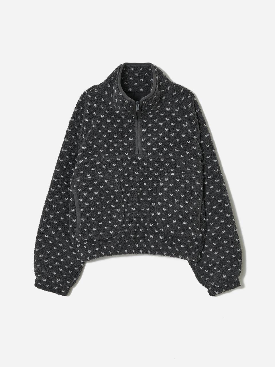 Half Zip-up Fleece Pullover Charcoal