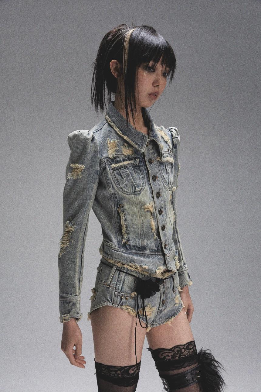 NONAME SPACE Fitted Heavy Duty Washed Denim Suit