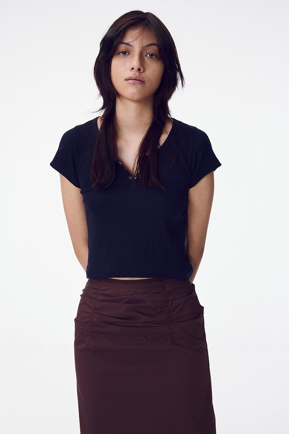 Snapped Crop Top, Navy