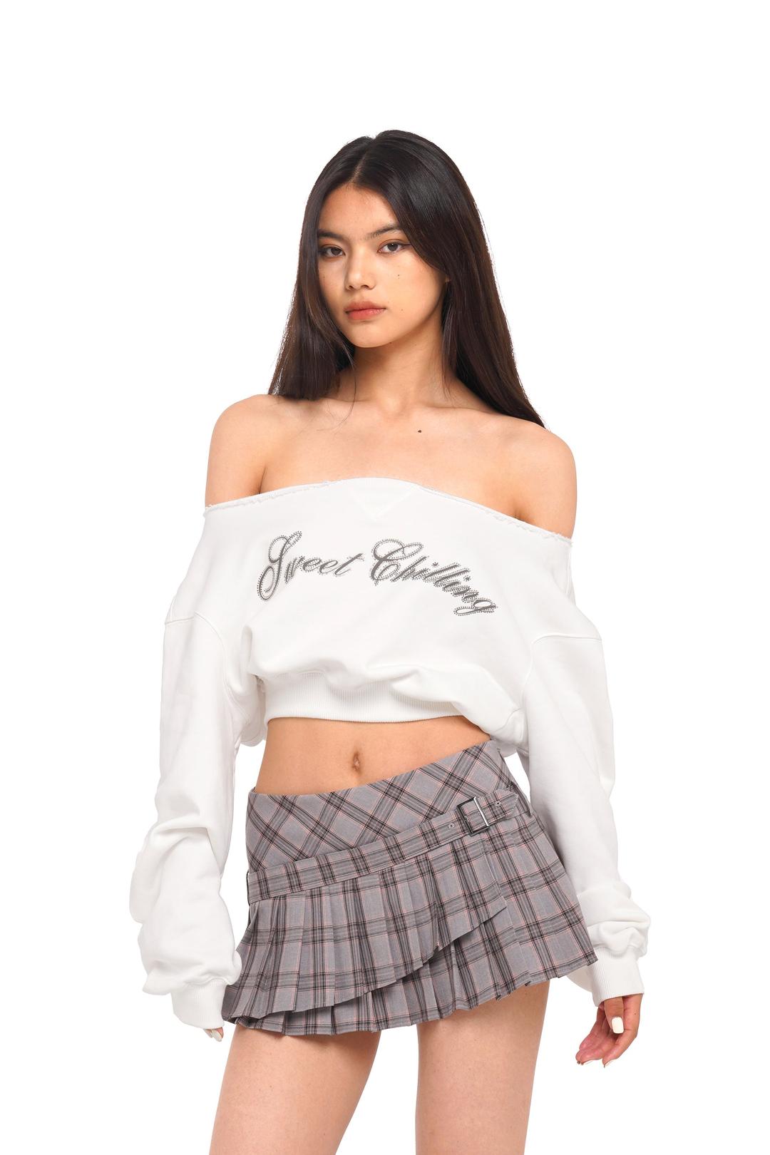 EMBELLISHED BELT PLEATED MINI SKIRT - Grey / XS