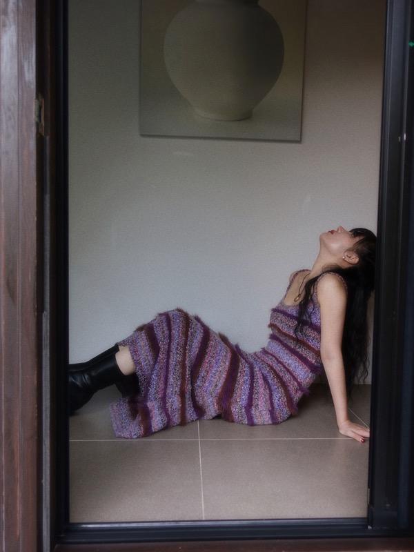 [17~19일입고예정]♥︎ONLY VIVIC♥︎MICO FUR KNTTING LONG DRESS