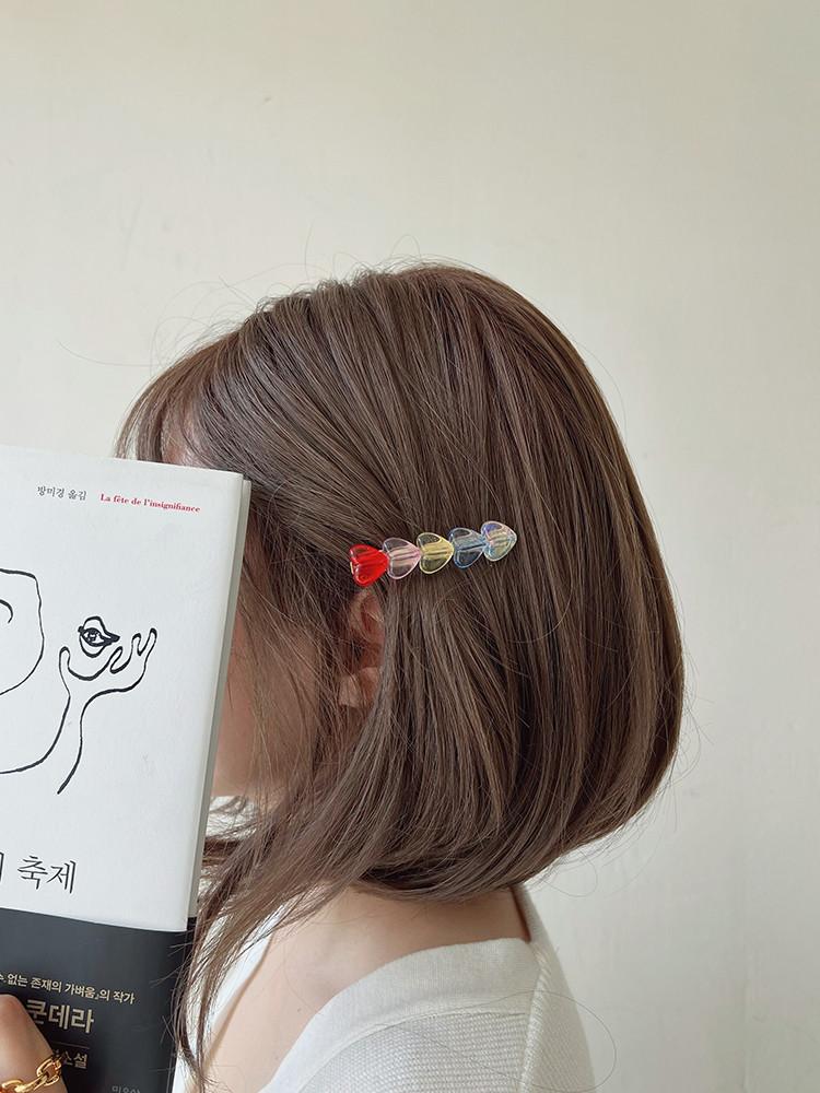 젤리 하트 포인트 앞머리 집게핀(7컬러)
