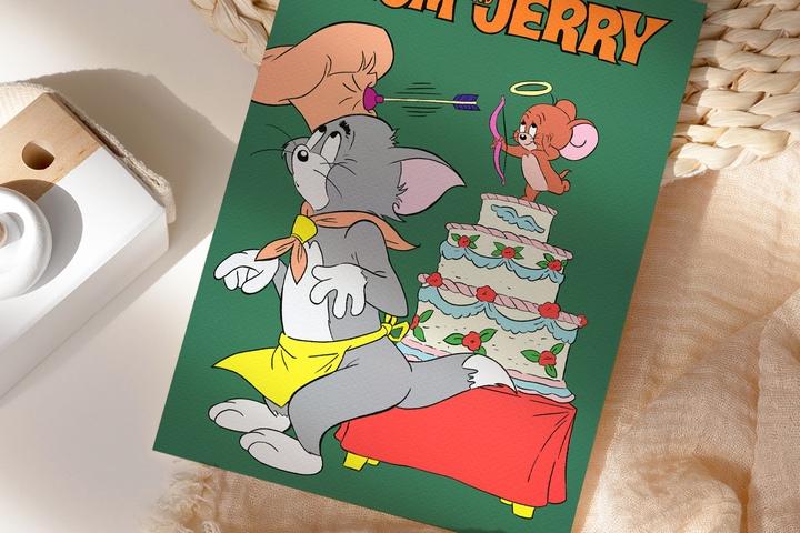 빈티지 포스터 톰과제리 인테리어 그림액자 25종 - 18. 셰프톰 큐피드제리 (3+1)