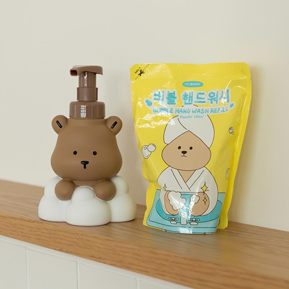 [데일리라이크] 곰돌이 거품 디스펜서 1개+핸드워시 400ml 1개 : 데일리라이크