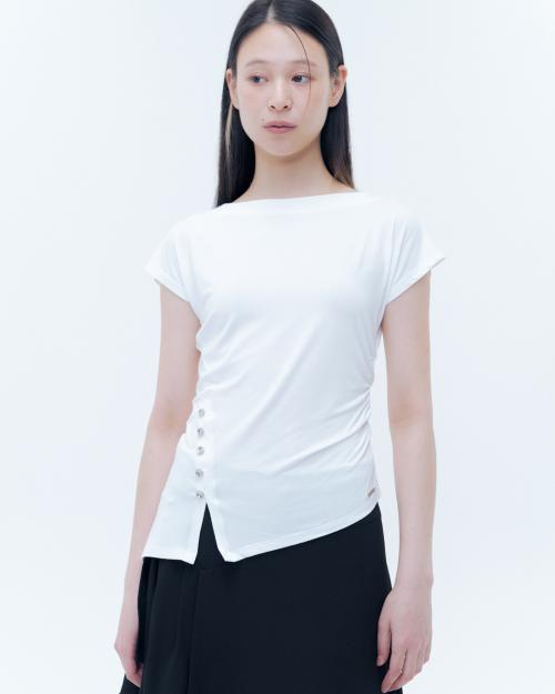 Side shirring slit top WHITE
