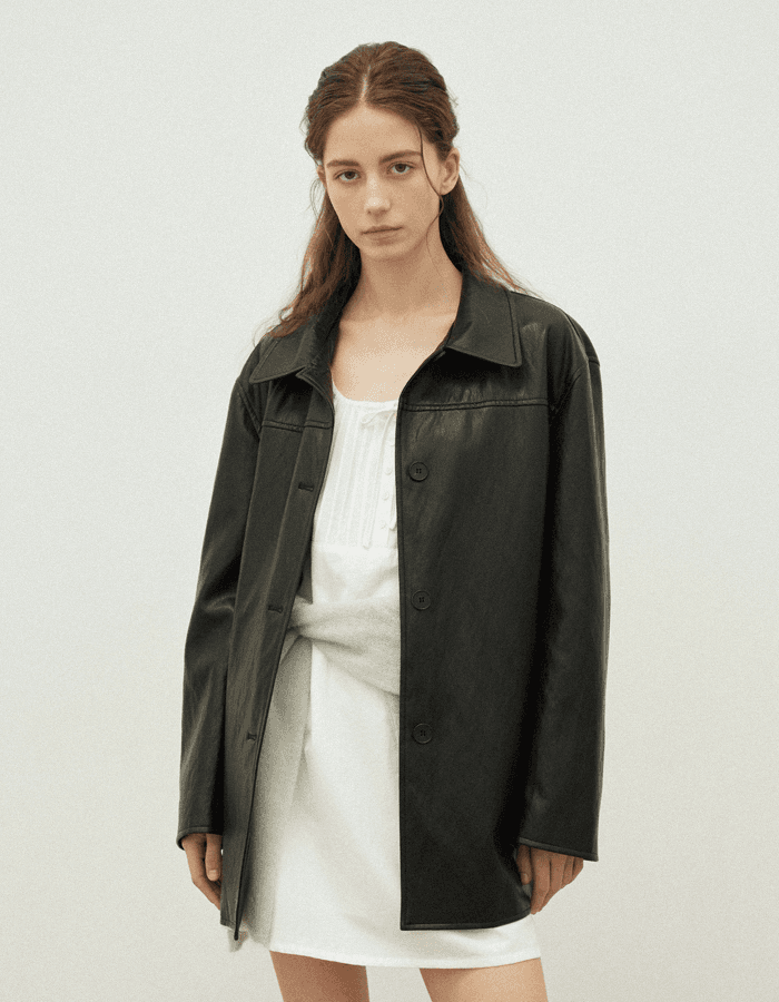 [2nd][made] Leather half jacket_black