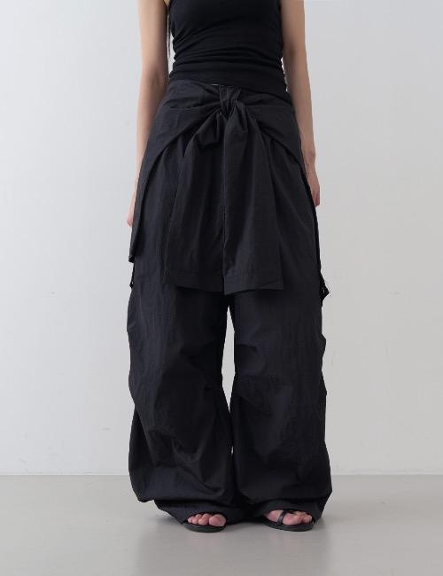 layered wrap pintuck pants