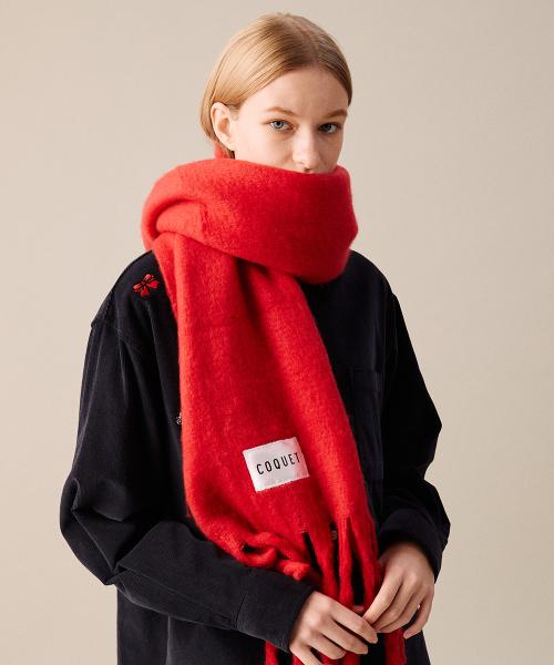 HAIRY SOLID LONG MUFFLER RED