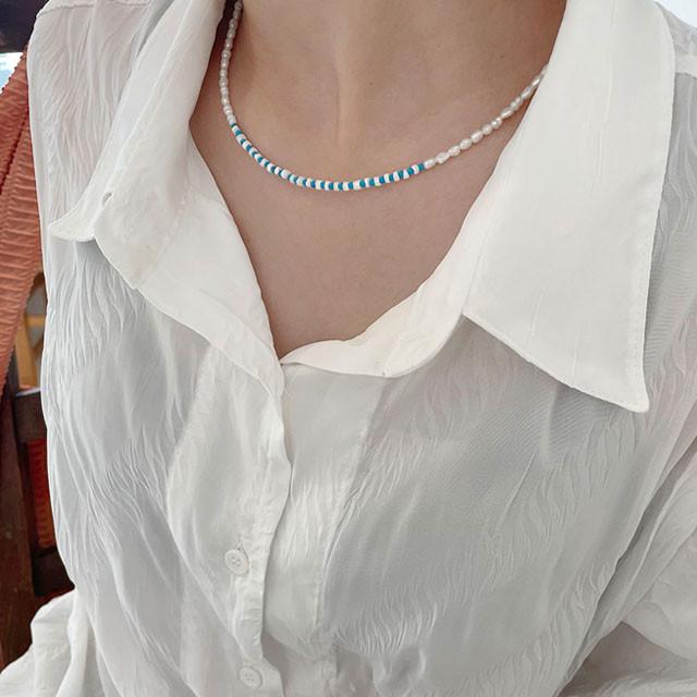 담수 미니 진주 원석 포인트 데일리 목걸이