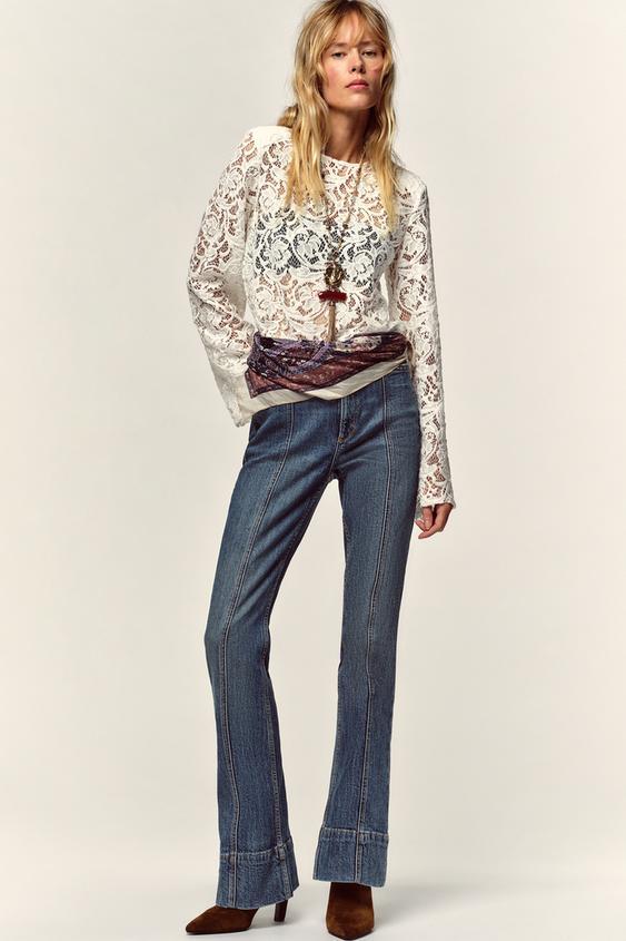 숄더 패드 레이스 탑