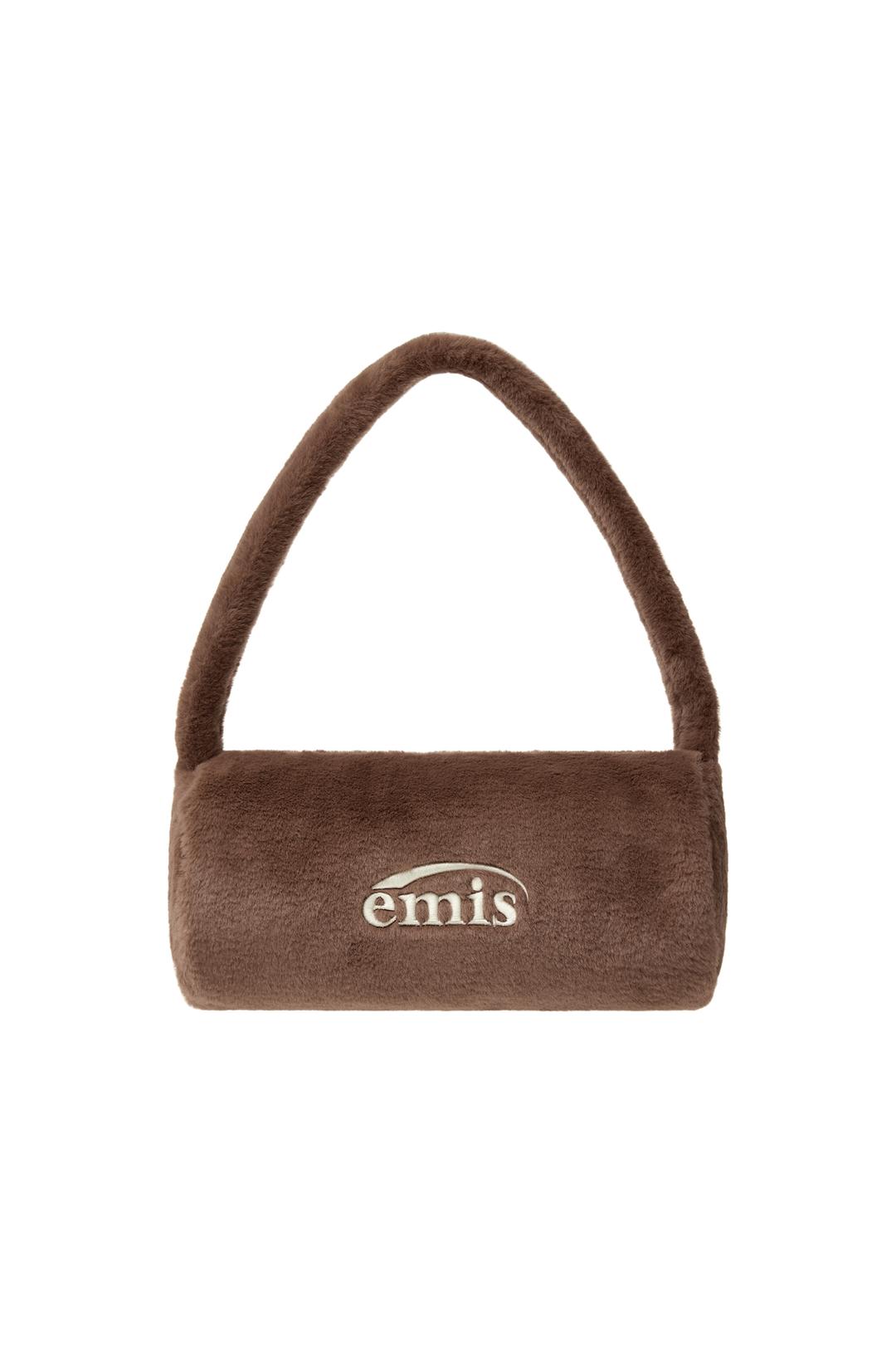 FUR CYLINDER BAG-BROWN