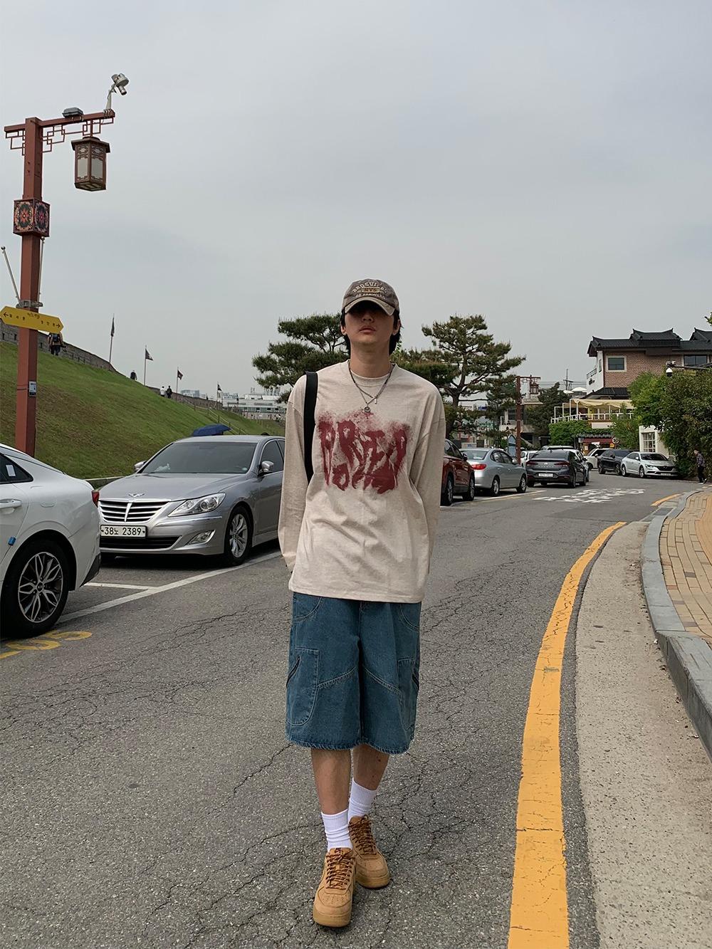 사이드 지퍼 데님 버뮤다팬츠 (2C)