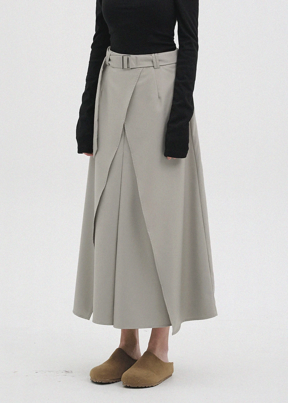 [25-36]  Helia Belt-Wrap Maxi Skirt  헤리아 벨트-랩 맥시 스커트 (가을-데일리룩-출근룩-오피스룩-격식룩-하객룩-데이트룩-클래식-가을코디-랩스커트-롱스커트-자체제작)