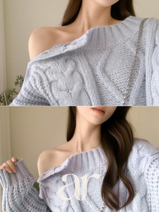 아뜨랑스 [💣빅 할인 아뜨데이 특가]5000장 돌파✨ [여리핏] 리미니 꽈배기 어깨 버튼 롱 니트 니트원피스 데일리룩,데이트룩,캐주얼룩,출근룩,나들이룩,어깨트임 nt4306