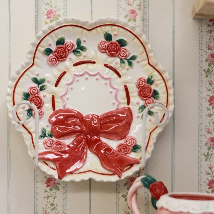 로즈 앤틱접시 빈티지그릇 21cm 디저트 플레이트