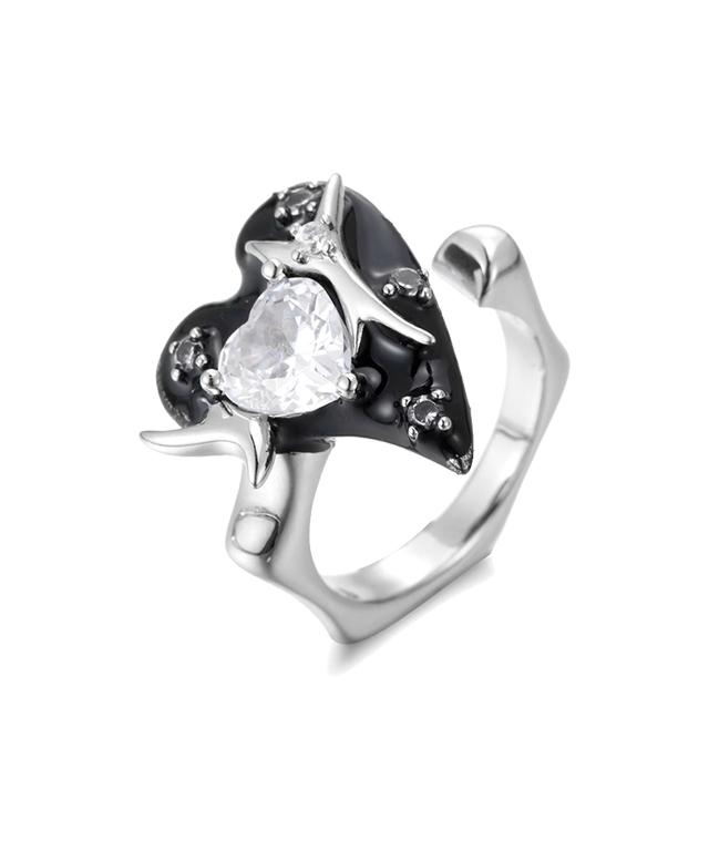 Black heart cubic sawtooth opening ring