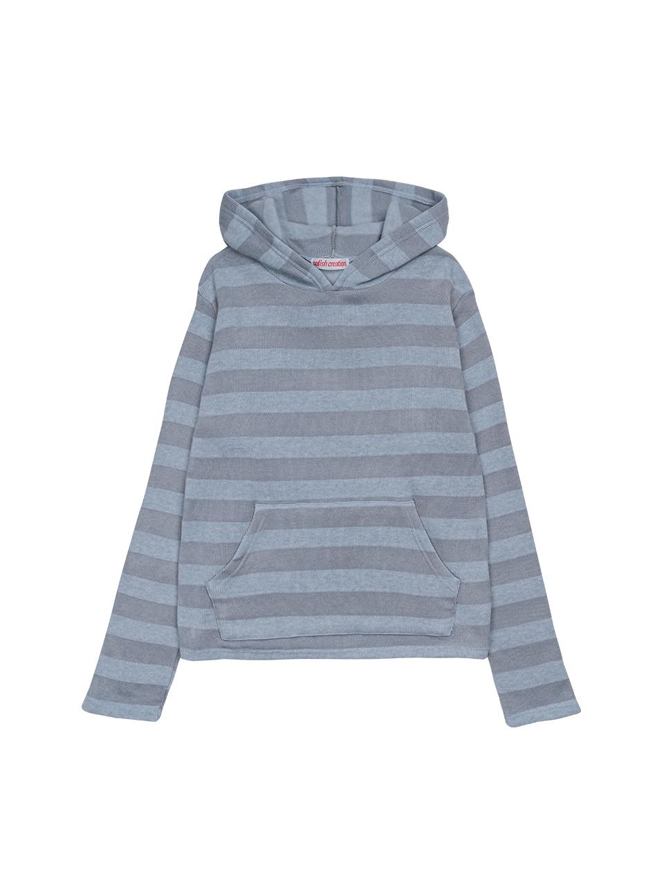Stripe Knit Hoodie, Sky Blue