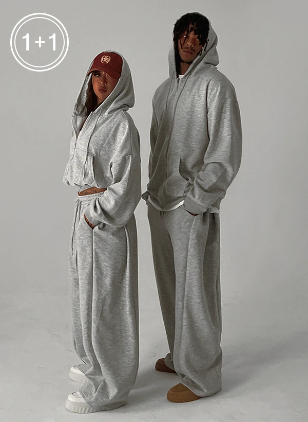 1+1 [기모선택] [UNISEX] 뮤즈 와이드 옆트임 팬츠