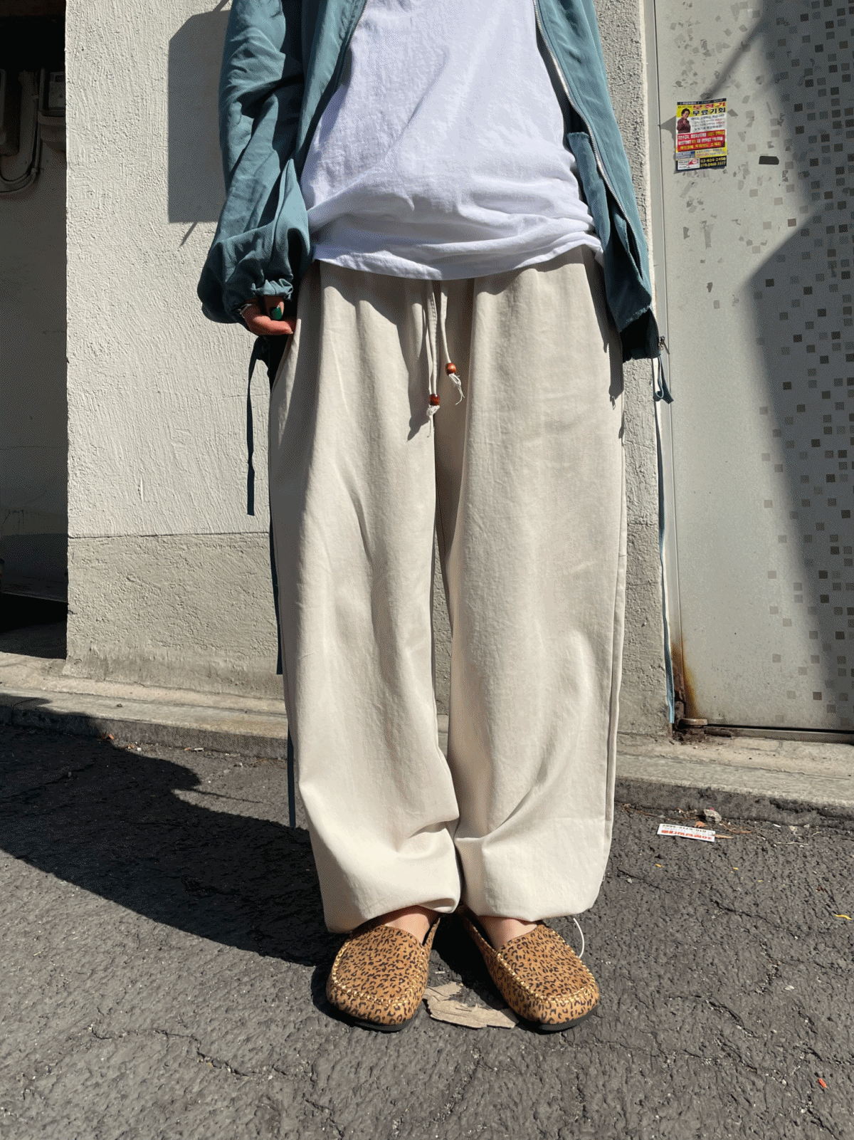 beads string pants (ivory/khaki)
