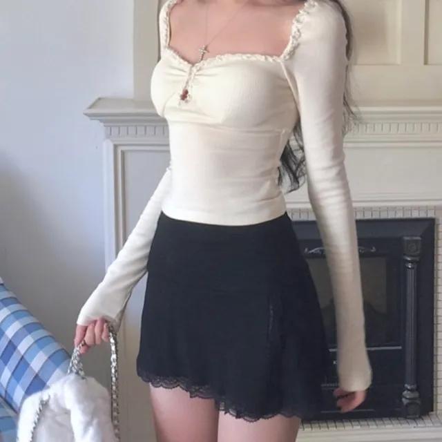 로맨틱 스퀘어넥 긴팔 티셔츠 (2color)