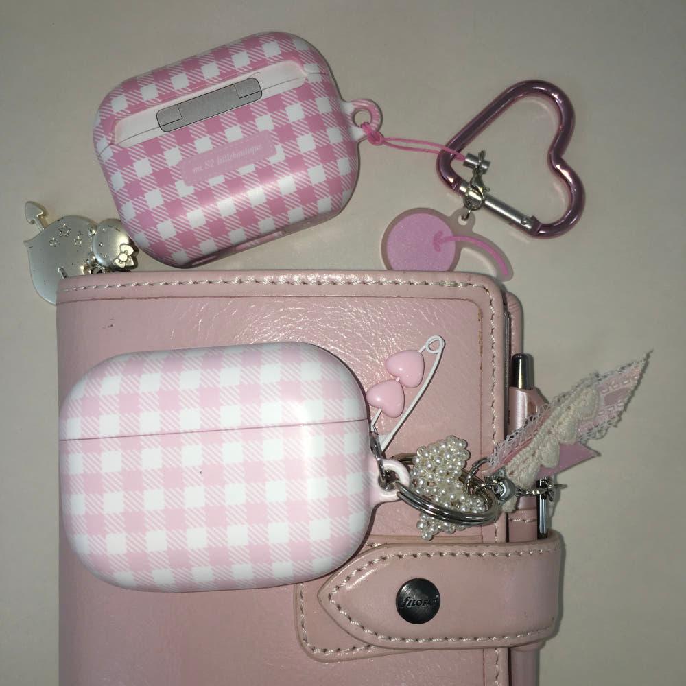 깅엄 체크 에어팟 케이스 pro strawberry milk