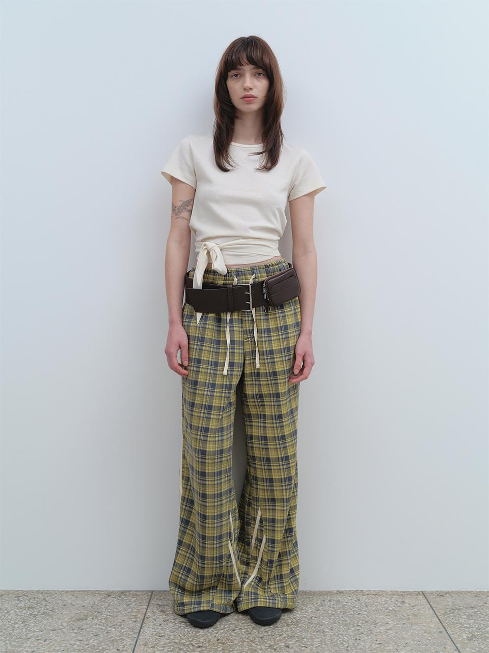 Curved Loose Track Pants [Yellow]