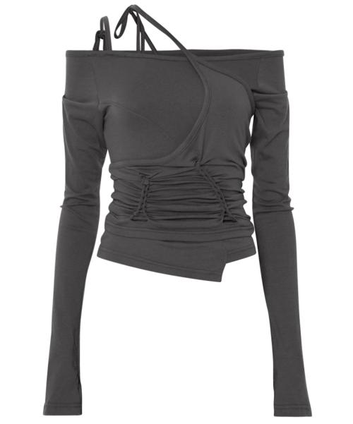 [SET] Handmade Twisted Layered Long Sleeve (FL-138_Charcoal)