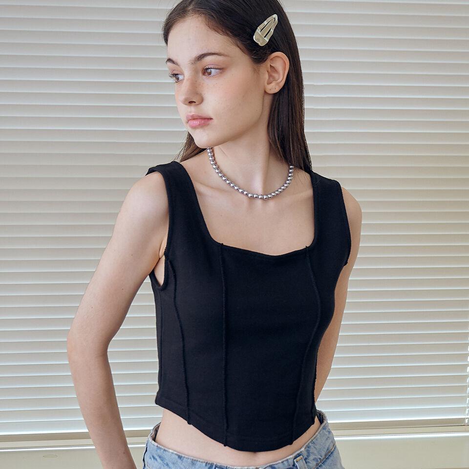 CROP OPEN BUSTIER [BLACK]