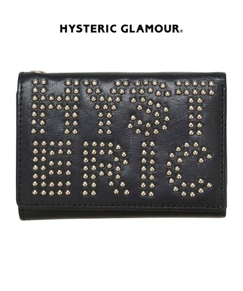 HYSTERIC GLAMOUR 히스테릭글래머 로고 스터드 트라이 삼중 지갑 : 골드퍼치스