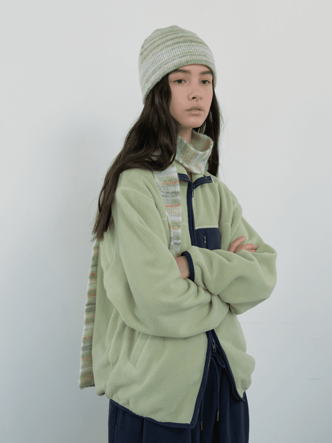 STRIPE MUFFLER_GREEN MIX