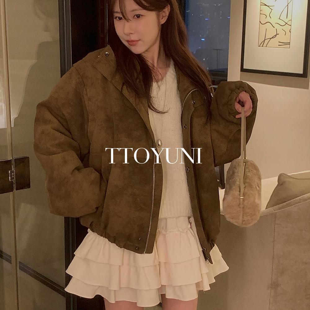 떠유니 미엘 miel 테디 점퍼 자켓 카라 집업 긴팔 아우터 떠유니