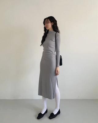 soft one slit maxi dress (3color)