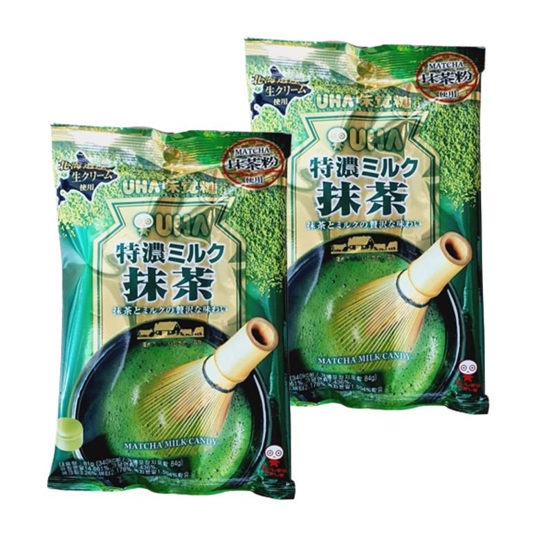 UHA 미카쿠도 토쿠노 밀크 말차 캔디, 81g, 2개
