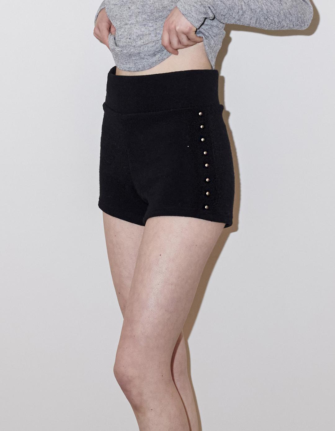 STUDDED DOLPHIN SHORTS, BLACK